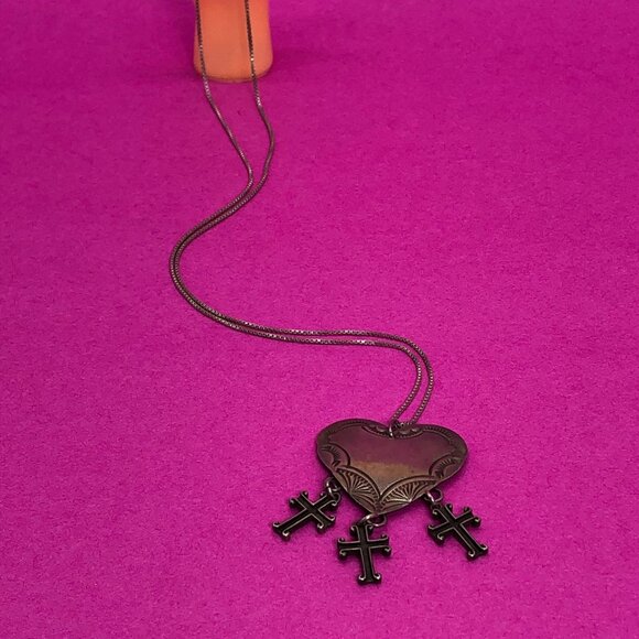 Vintage silver heart necklace cross Sterling J. Slifka Designs Navajo - 00G010 - Picture 2 of 3